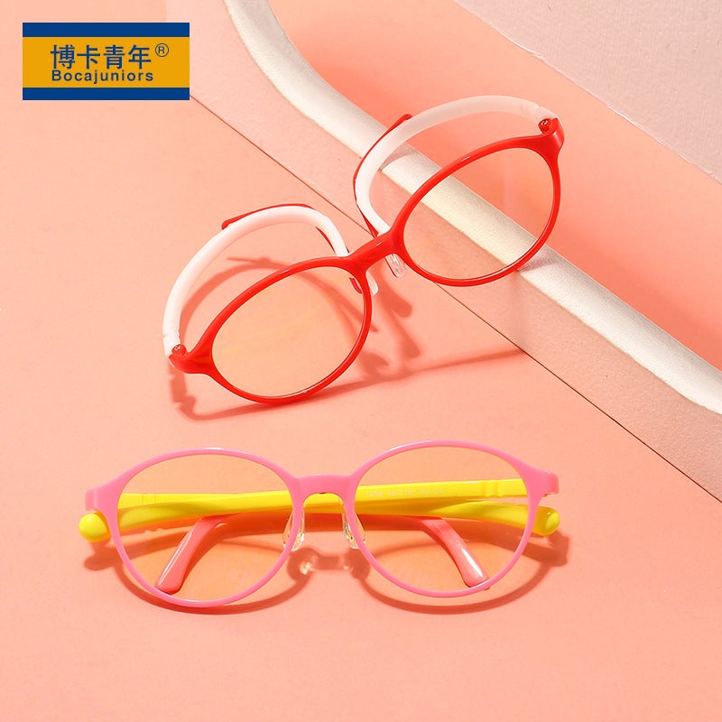 Round Frame Children'S Anti-Blue Light Glasses Children Tr90 Anti-Blue Light Flat Glasses Frame Adjusting Temple Mgf1208 - Image 3