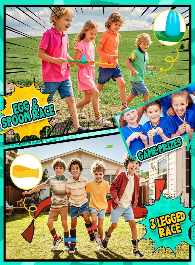 Eocolz Outdoor Carnival Games, Potato Sack Bags for Kids Adults, Egg Spoon Relay Race, 3 Legged Race Bands, Catch Tail Games, Birthday Party, Field Day Family Day Yard Lawn Easter Fall Festival Games - Image 3