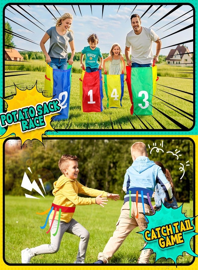 Eocolz Outdoor Carnival Games, Potato Sack Bags for Kids Adults, Egg Spoon Relay Race, 3 Legged Race Bands, Catch Tail Games, Birthday Party, Field Day Family Day Yard Lawn Easter Fall Festival Games - Image 2