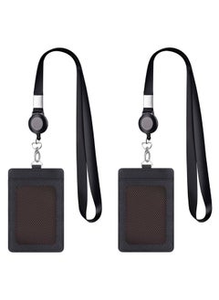 GUSGU 2 Pack Leather Badge Holder and Adjustable Retractable Lanyards, Quick Release Buckle and Safety Breakaway Lanyards with Swivel Metal Clasp for Offices, Staff, Employees, Students  - Image 1