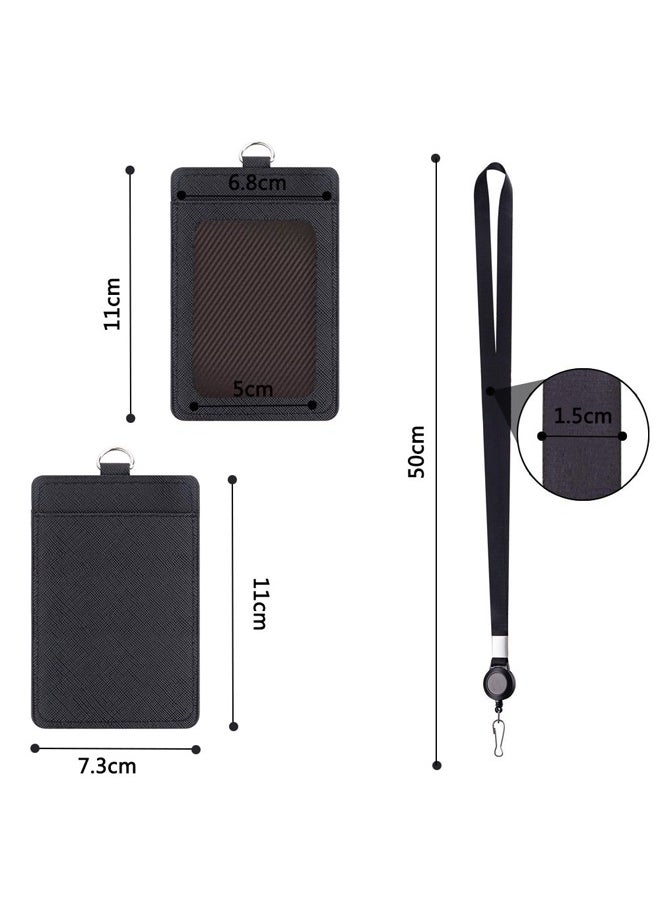 GUSGU 2 Pack Leather Badge Holder and Adjustable Retractable Lanyards, Quick Release Buckle and Safety Breakaway Lanyards with Swivel Metal Clasp for Offices, Staff, Employees, Students  - Image 3