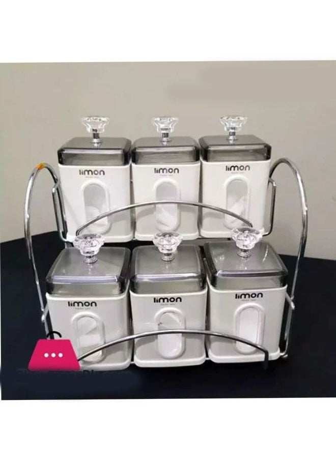 Generic Rectangular Jar Set of 6 with Steel Rack Iran Made