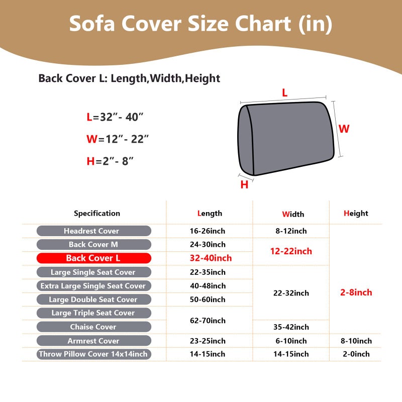 Yoovat Couch Cushion Covers for Sofa Couch Covers Wear-Resistant Universal Sofa Cover Washable Stretch for Sectional Slipcovers (Texture-Light Coffee,Back Cover L) - Image 3