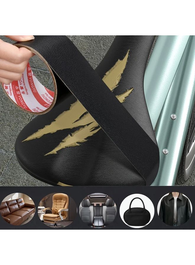 Black Leather Repair Patch 1m x 50mm Self Adhesive for Sofa Car Seat Furniture - Image 2