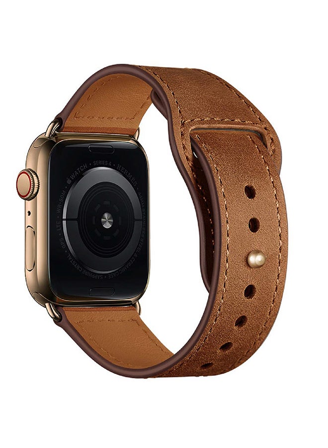 PROMATE Genuine Leather Apple Watch 38mm/40mm/41mm Strap, Durable Cowhide Genuine Leather Replacement Band with Innovative Looping Pin-and-Tuck Secure Fit Closure for Apple Watch Series 4/3/2/1, Genio-38 Brown Brown - Image 2