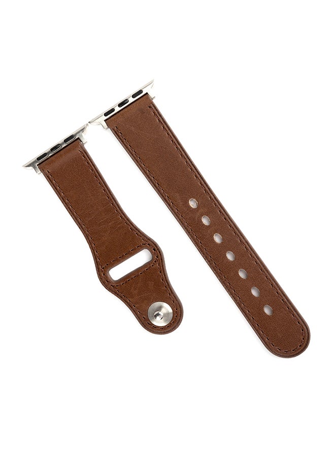 PROMATE Genuine Leather Apple Watch 38mm/40mm/41mm Strap, Durable Cowhide Genuine Leather Replacement Band with Innovative Looping Pin-and-Tuck Secure Fit Closure for Apple Watch Series 4/3/2/1, Genio-38 Brown Brown - Image 3