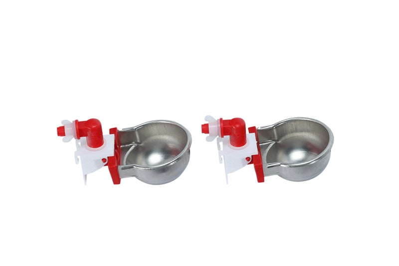 RentACoop Rac Paws by RentACoop DIY Auto-Fill Metal Cup Waterer Kit - Great for Small Animals, Pets, Bunnies, Ferret, Chickens, Hamsters, Guinea Pigs, Rabbits, Chinchillas, Mice, Rats - 2 Pack - Image 1