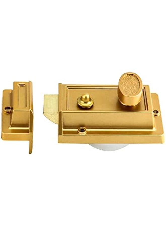 Arabest Night Latch Deadbolt Rim Lock with Key Gold Finish Antique Style Lock with Front Door Key  - Image 4