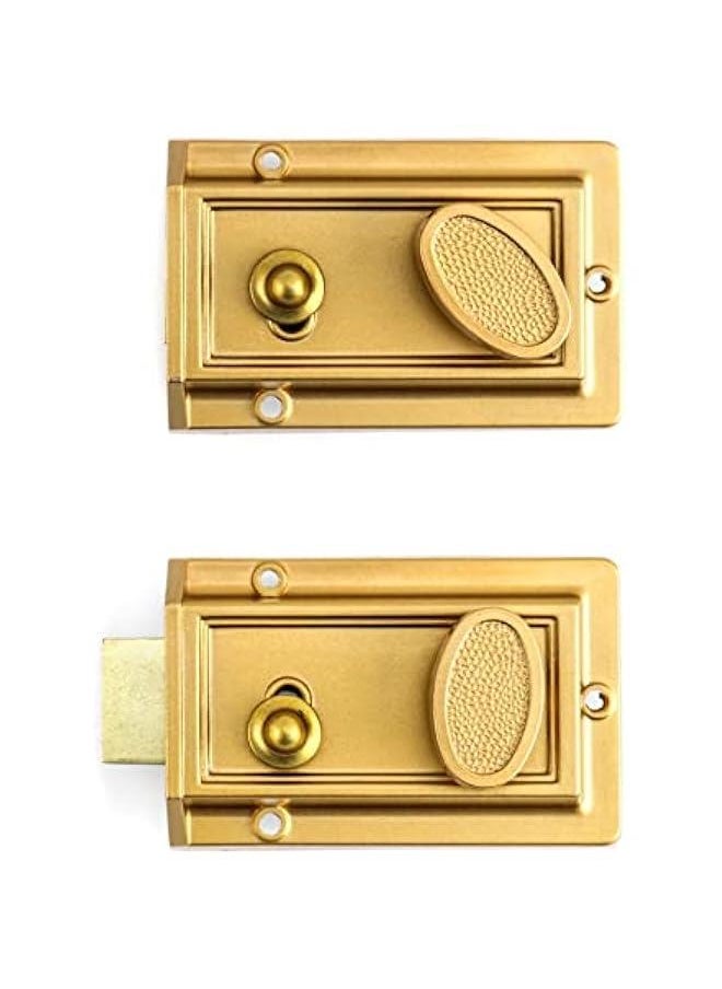 Arabest Night Latch Deadbolt Rim Lock with Key Gold Finish Antique Style Lock with Front Door Key  - Image 3
