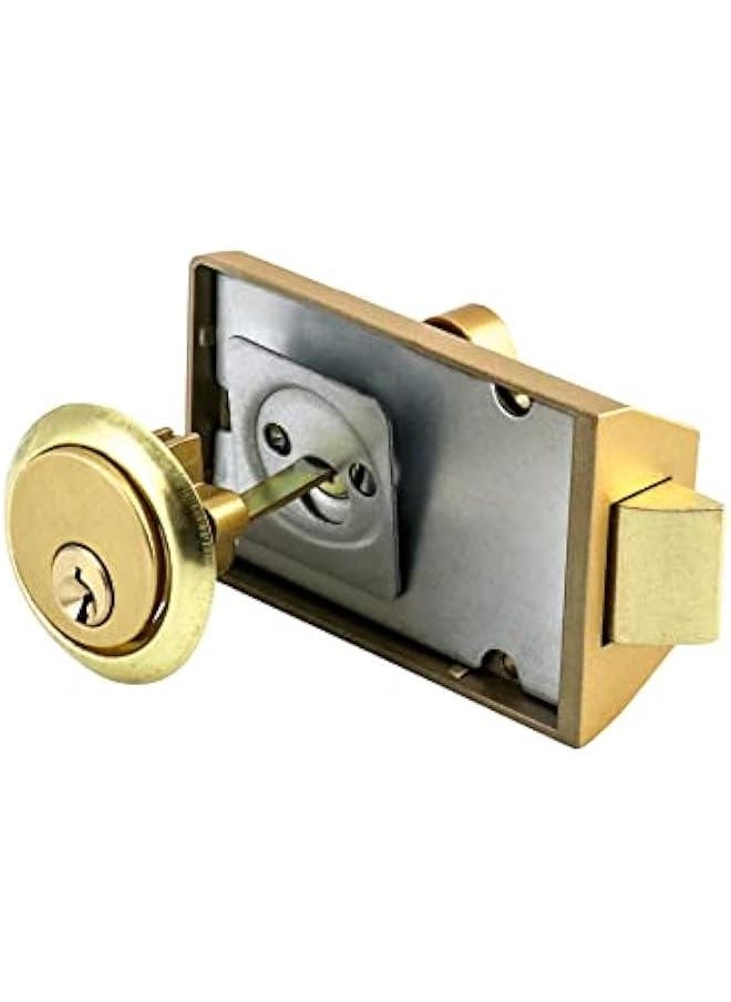 Arabest Night Latch Deadbolt Rim Lock with Key Gold Finish Antique Style Lock with Front Door Key  - Image 5