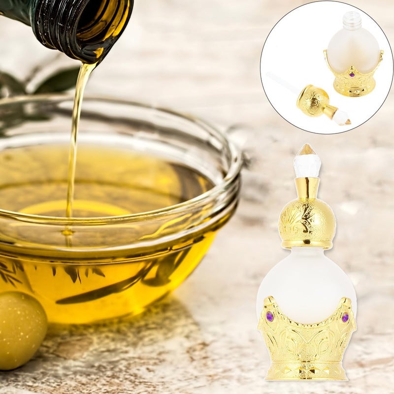زجاجة عطر زجاجية قديمة مطلية بالذهب سعة 15 مل من لوروز، مزودة بقطارة، فارغة وقابلة لإعادة التعبئة للزيوت الأساسية، زجاجة ديكور للمنزل بتصميم شرق أوسطي - Image 4