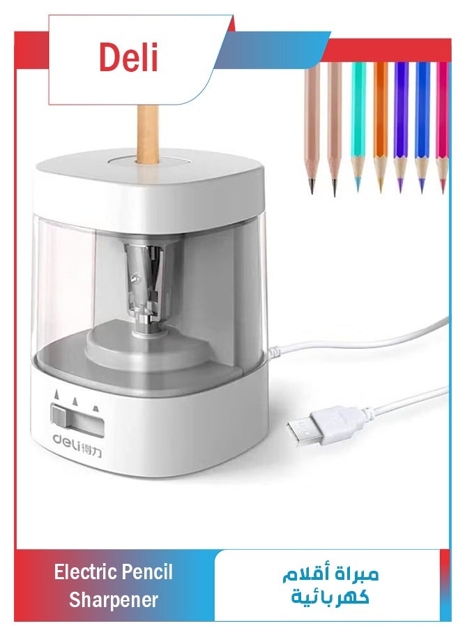 Deli Electric Pencil Sharpener, Auto-Stop Feature and Heavy Duty Helical  Pencil Sharpener, USB and Battery, Operated 3 Adjustable Sharpening Modes, for 6-8mm Diameter Pencils, for Student and Office  - Image 1
