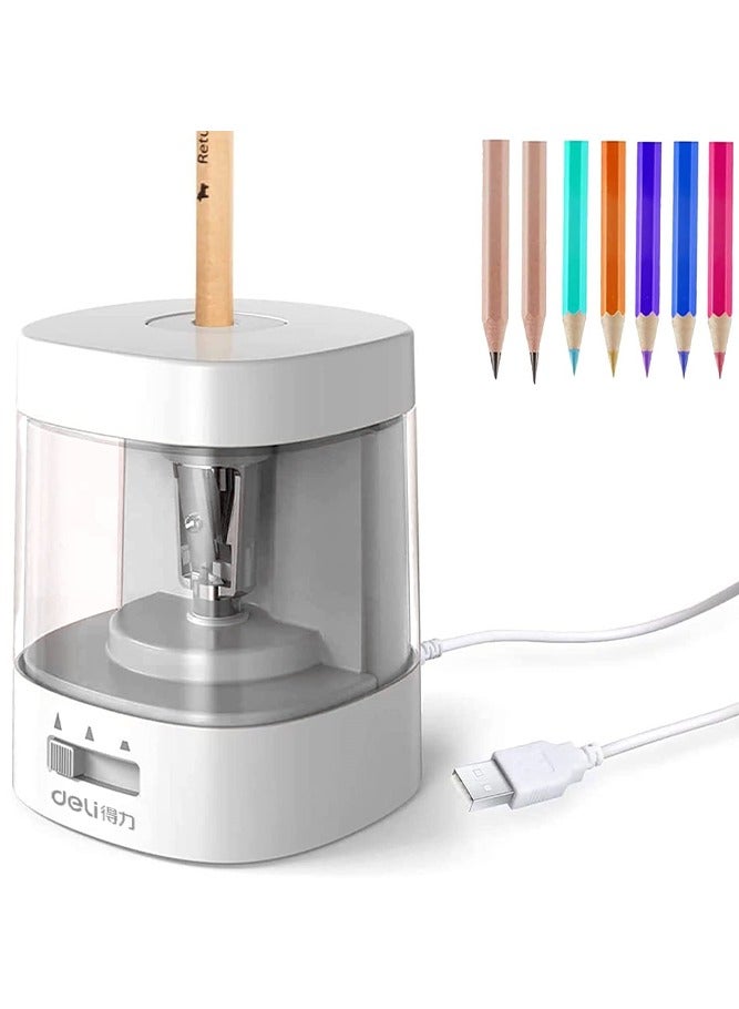 Deli Electric Pencil Sharpener, Auto-Stop Feature and Heavy Duty Helical  Pencil Sharpener, USB and Battery, Operated 3 Adjustable Sharpening Modes, for 6-8mm Diameter Pencils, for Student and Office  - Image 2