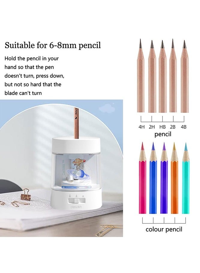 Deli Electric Pencil Sharpener, Auto-Stop Feature and Heavy Duty Helical  Pencil Sharpener, USB and Battery, Operated 3 Adjustable Sharpening Modes, for 6-8mm Diameter Pencils, for Student and Office  - Image 4