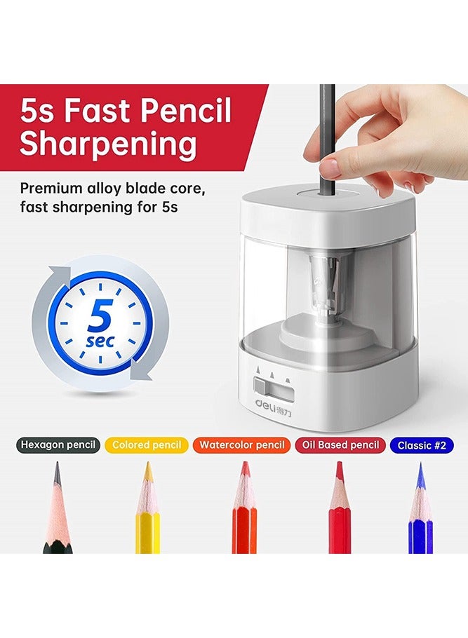 Deli Electric Pencil Sharpener, Auto-Stop Feature and Heavy Duty Helical  Pencil Sharpener, USB and Battery, Operated 3 Adjustable Sharpening Modes, for 6-8mm Diameter Pencils, for Student and Office  - Image 3