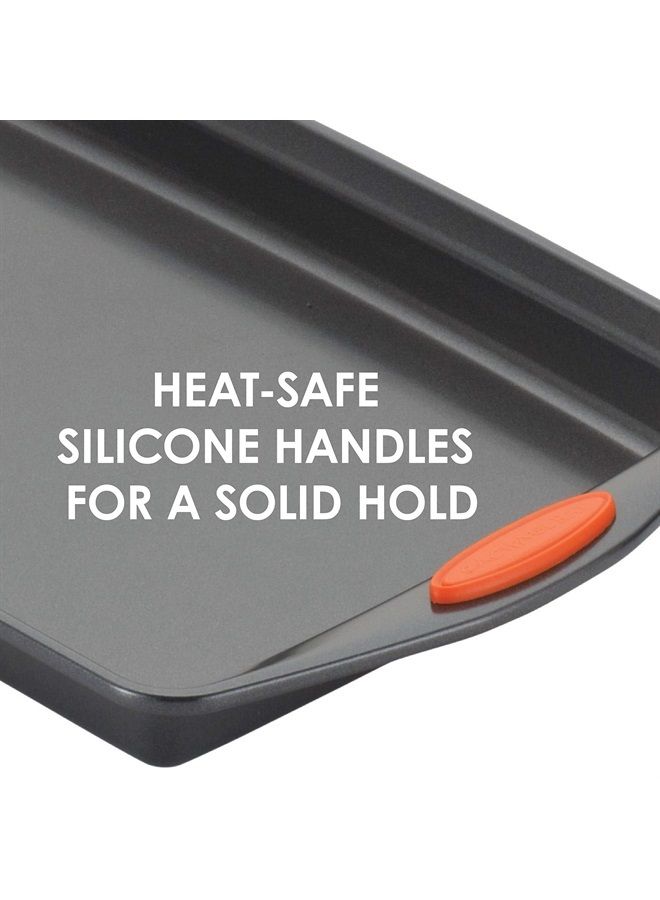 Rachael Ray 55673 Nonstick Bakeware Set with Grips includes Nonstick Bread Pan, Baking Pans and Cake Pans - 5 Piece, Gray with Orange Grips - Image 2