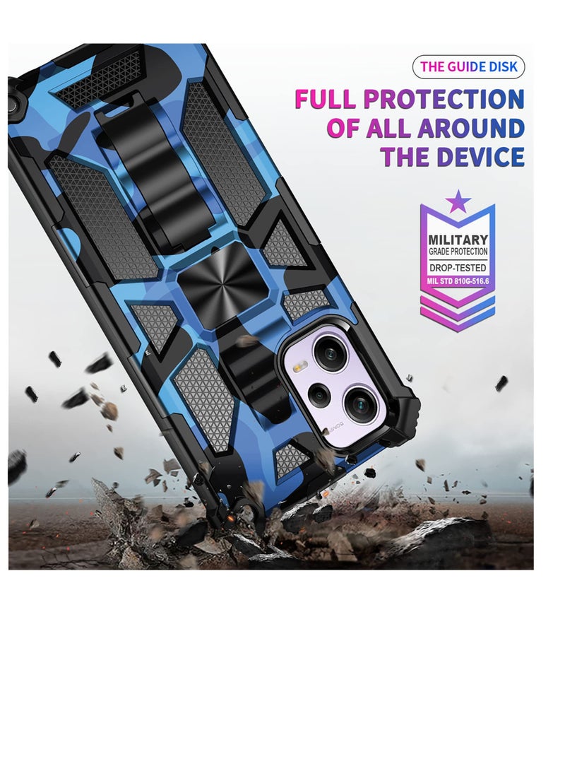 Excefore Camouflage Case for Xiaomi Redmi Note 12 Pro 5G, Military Grade Heavy Duty Armor Cases Shockproof Protection Phone Cover, with Kickstand, for Xiaomi Poco X5 Pro/Redmi Note 12 Pro 5G MC (Blue) - Image 3