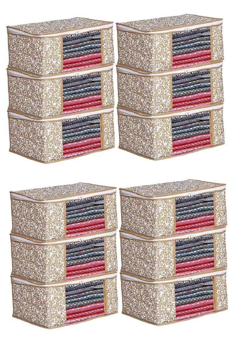 BB BACKBENCHERS Saree Organizer For Wardrobe - Foldable Saree Covers With Zip, Multipurpose Storage Bag For Suit, Lehanga, Dress Packing With Transparent Window, Pack of 12 - Image 1
