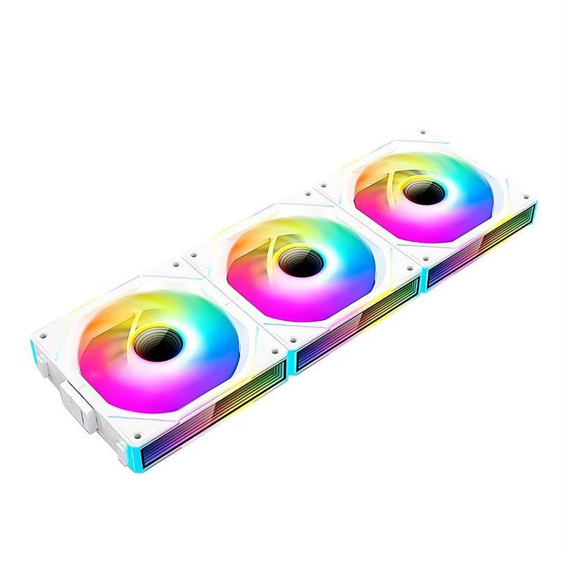 Jungle Leopard Interstellar V1 120mm PC Case Fansï¼ŒInfinity Mirror Module Daisy-Chain 5V ARGB PWM Case Fans 120mm Triple Pack Suitable for Computer Case & CPU Cooling (White) - Image 1