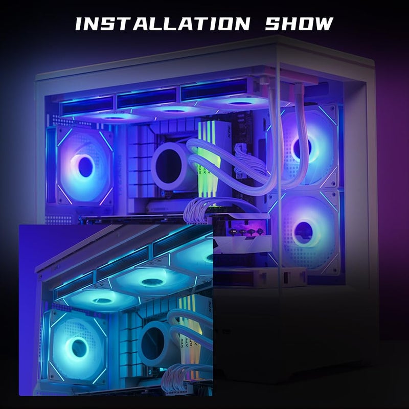 Jungle Leopard Interstellar V1 120mm PC Case Fansï¼ŒInfinity Mirror Module Daisy-Chain 5V ARGB PWM Case Fans 120mm Triple Pack Suitable for Computer Case & CPU Cooling (White) - Image 5