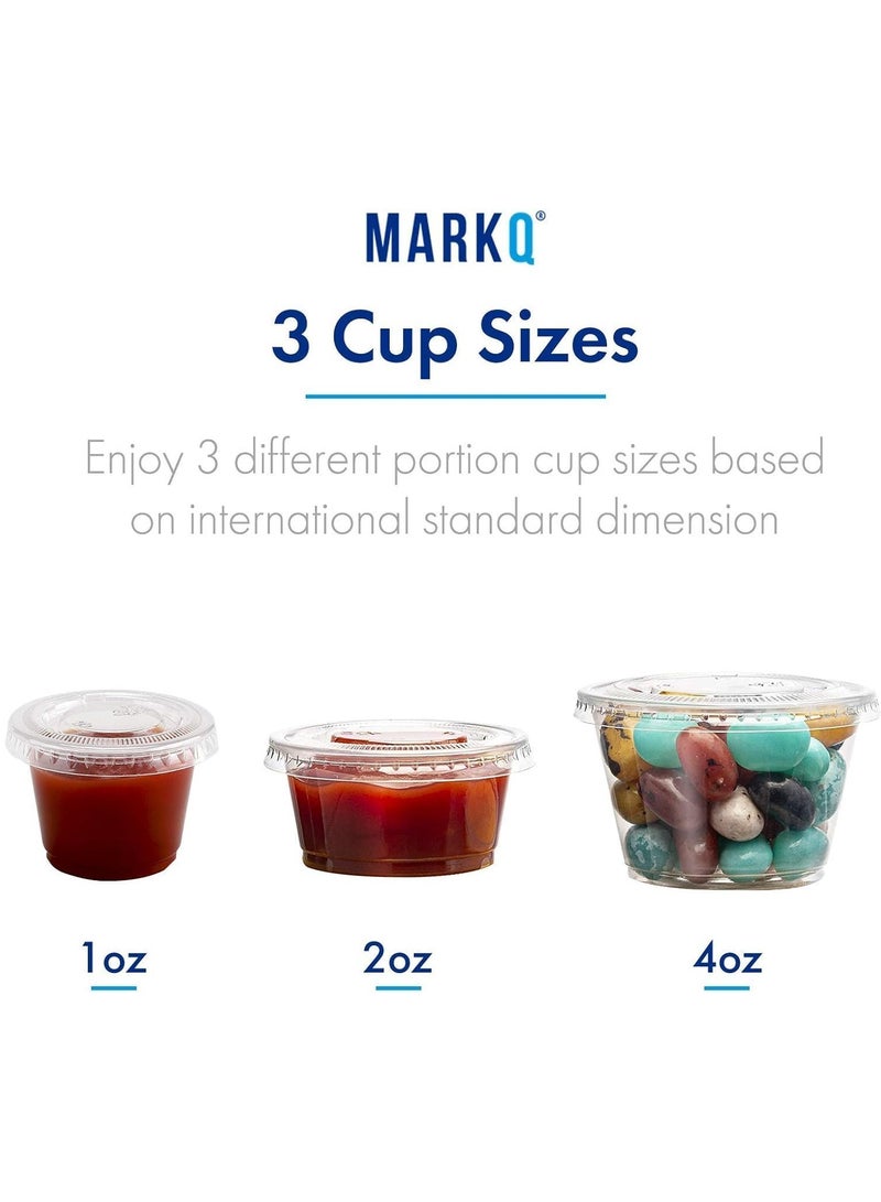 MARKQ [2000 Pack] 1 oz. Clear Plastic Disposable Portion Cups with Lids- Available in 2oz, 4oz- Souffle Cups, Medicine Cups  - Image 5