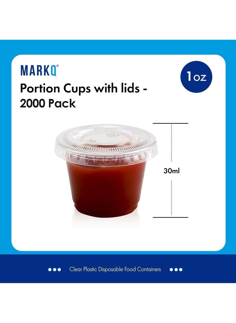 MARKQ [2000 Pack] 1 oz. Clear Plastic Disposable Portion Cups with Lids- Available in 2oz, 4oz- Souffle Cups, Medicine Cups  - Image 4