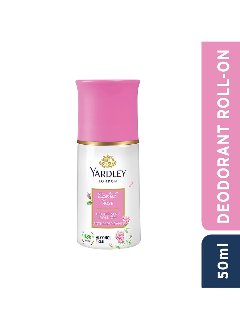 Yardley Yardley London English Rose Anti-Perspirant Deodorant Roll-On Body Deodorant Roll-On For Women 48-Hour Active Sweat Protection Alcohol-Free 50ml  - Image 2