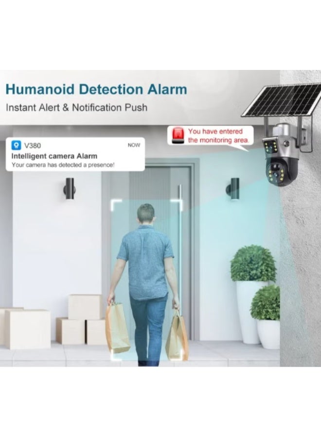 HONTON HD 8MP WiFi Dual Lens Solar Wireless CCTV Camera - Motion Detection, Auto Tracking, Dual Screen - Weatherproof Outdoor Security Camera - Easy Setup Night Cam - Image 3