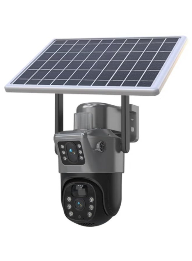 HONTON HD 8MP WiFi Dual Lens Solar Wireless CCTV Camera - Motion Detection, Auto Tracking, Dual Screen - Weatherproof Outdoor Security Camera - Easy Setup Night Cam - Image 1