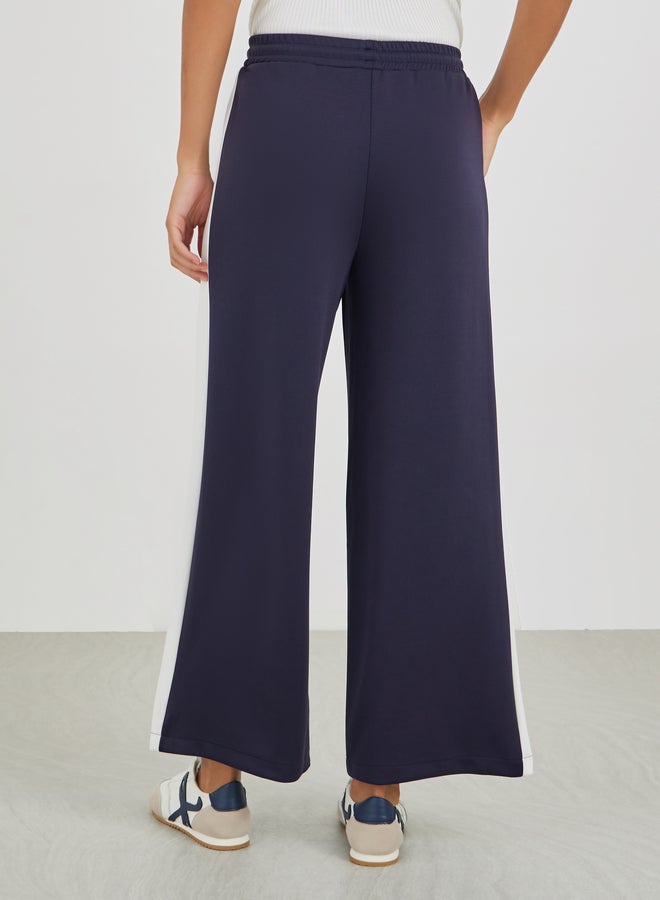 Styli Scuba Wide Leg Joggers with Side Seam Contrast Panel - Image 4