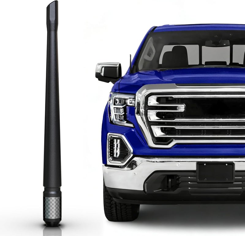 Tekk Carbon Fiber Stubby Antenna for GMC Sierra 1500 (2007-2024) - 7.9 Inches Premium Flexible Rubber - Image 1