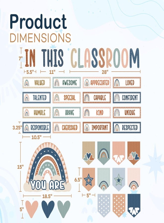 4E's Novelty 36 Pcs “in This Classroom You are” Boho Classroom Bulletin Board Sets, Boho Motivational Bulletin Board Decorations with Rainbow, & Positive Affirmations School Wall Decor Classroom - Image 4