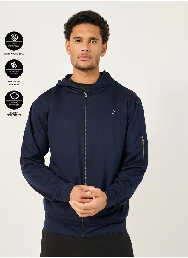 Styli Hooded Training Jacket with Sleeve Zipper Detail