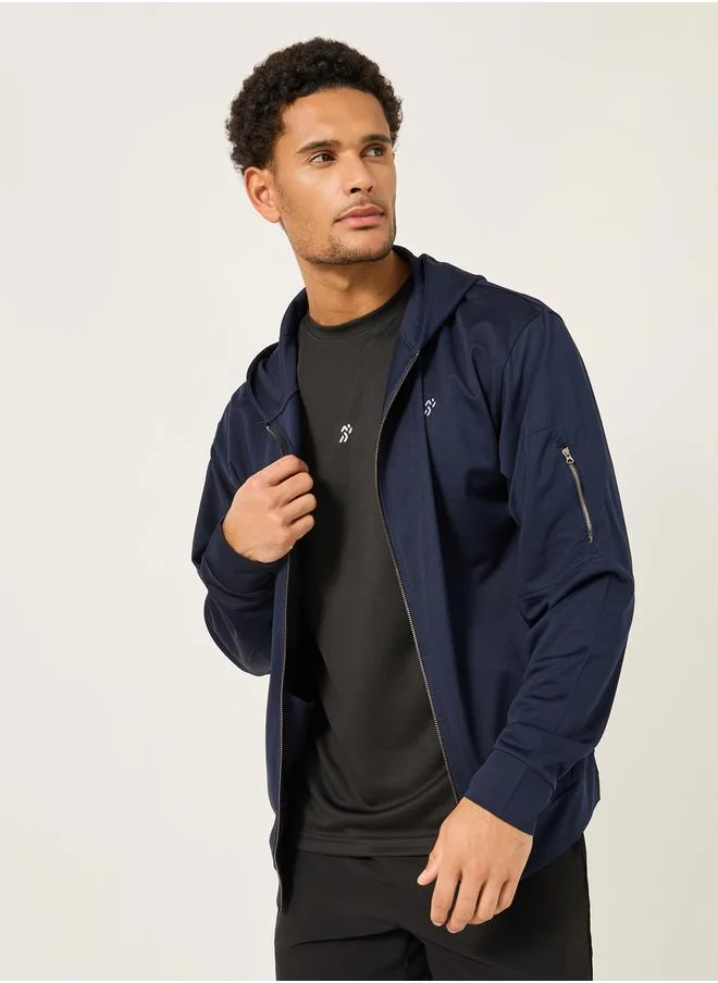 Styli Hooded Training Jacket with Sleeve Zipper Detail