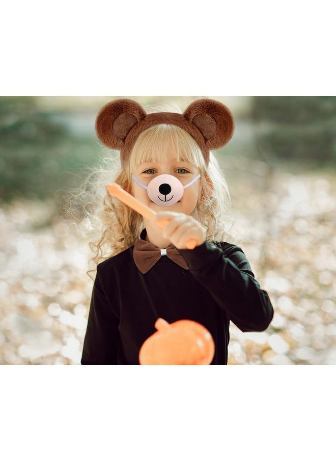 Harrycle - Harrycle 8 Pcs Animal Bear Costume Set Brown Bear Ears Headband Tail Nose Cute Bear Accessories for Boys Girls Adult for Halloween Cosplay Makeup Carnival Party - Image 1
