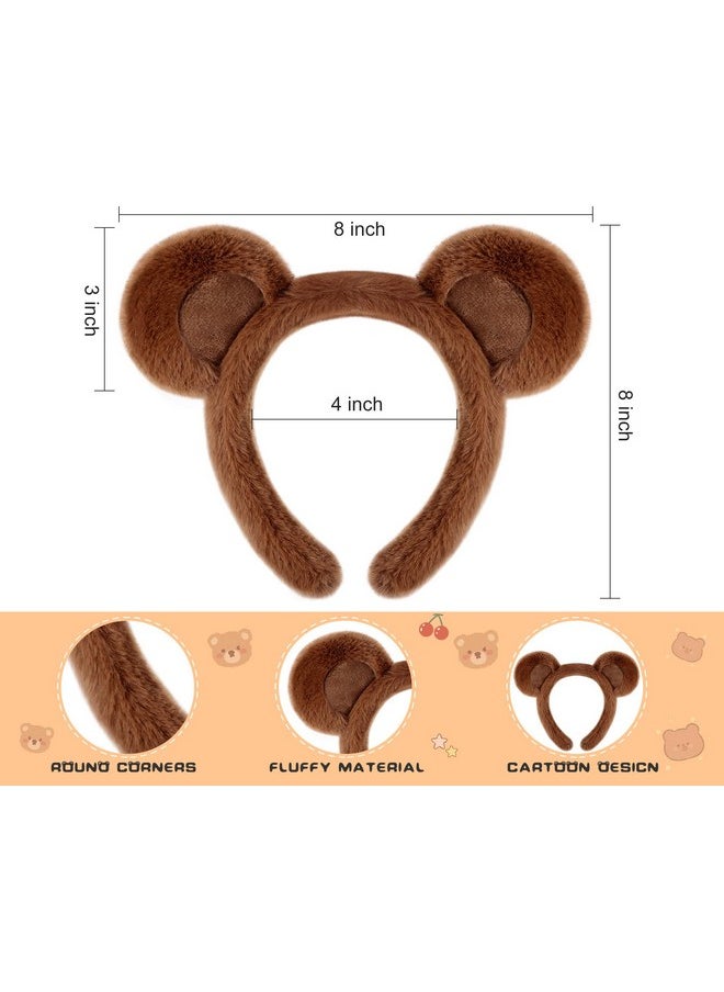 Harrycle - Harrycle 8 Pcs Animal Bear Costume Set Brown Bear Ears Headband Tail Nose Cute Bear Accessories for Boys Girls Adult for Halloween Cosplay Makeup Carnival Party - Image 1