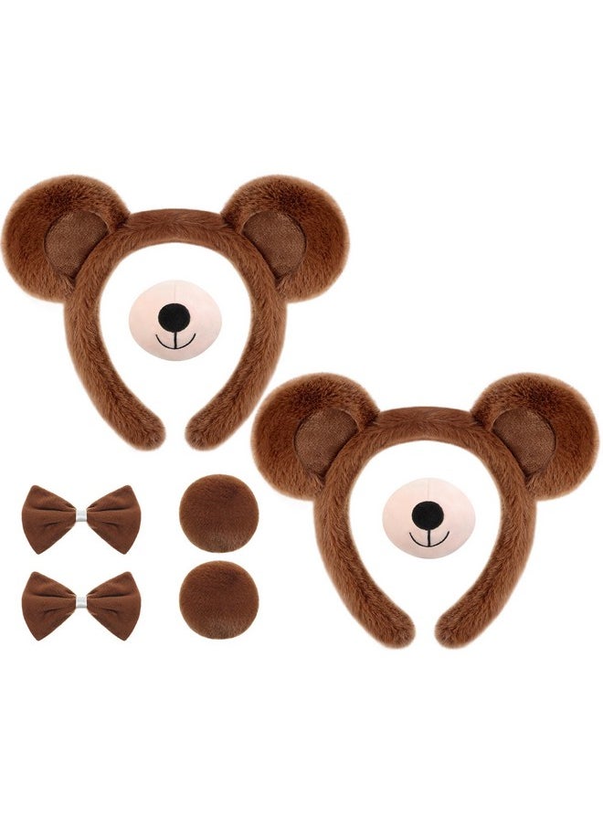 Harrycle - Harrycle 8 Pcs Animal Bear Costume Set Brown Bear Ears Headband Tail Nose Cute Bear Accessories for Boys Girls Adult for Halloween Cosplay Makeup Carnival Party - Image 1