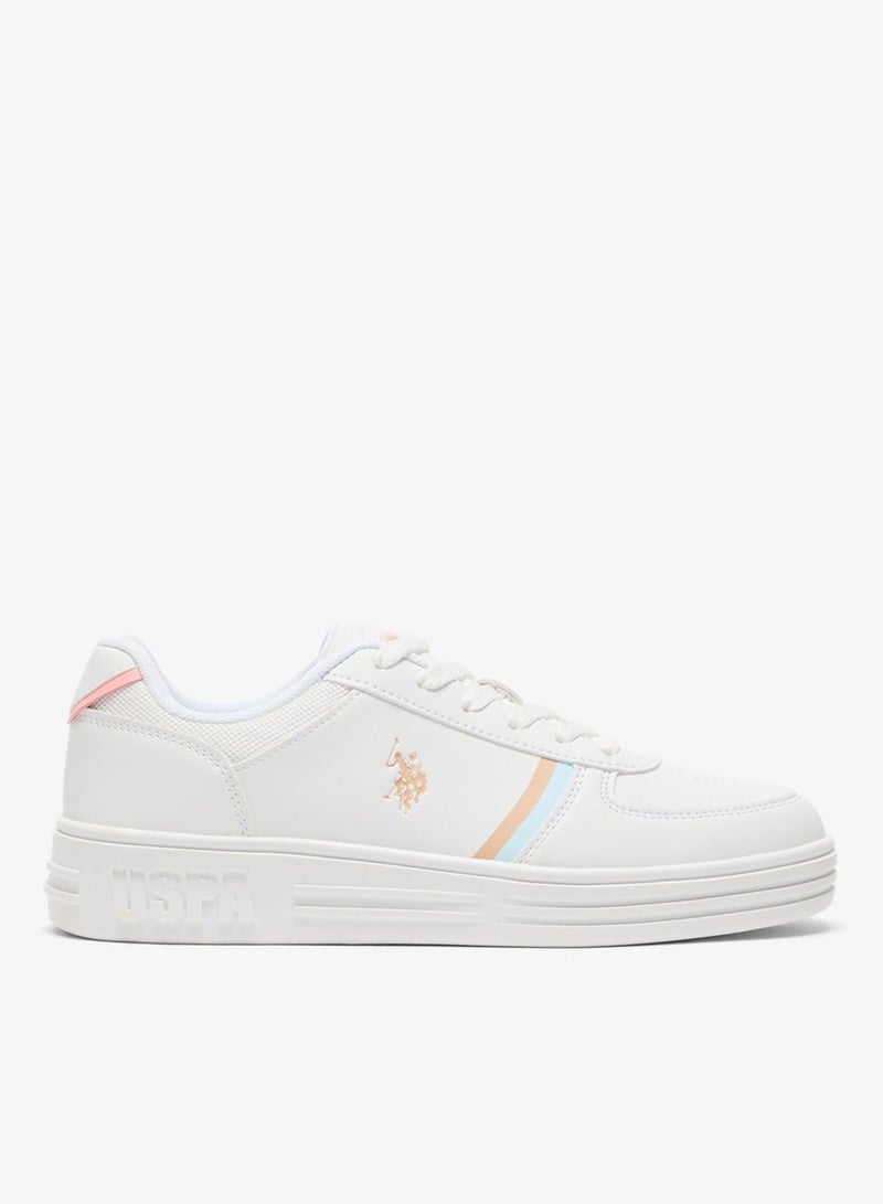 U.S. Polo Assn. Women's White Sneakers - Soft Pastel Accents with Retro-Inspired Design and Cushioned Sole for Effortless Style and Comfort Shoes - Image 1