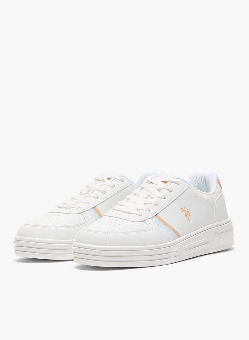 U.S. Polo Assn. Women's White Sneakers - Soft Pastel Accents with Retro-Inspired Design and Cushioned Sole for Effortless Style and Comfort Shoes - Image 5