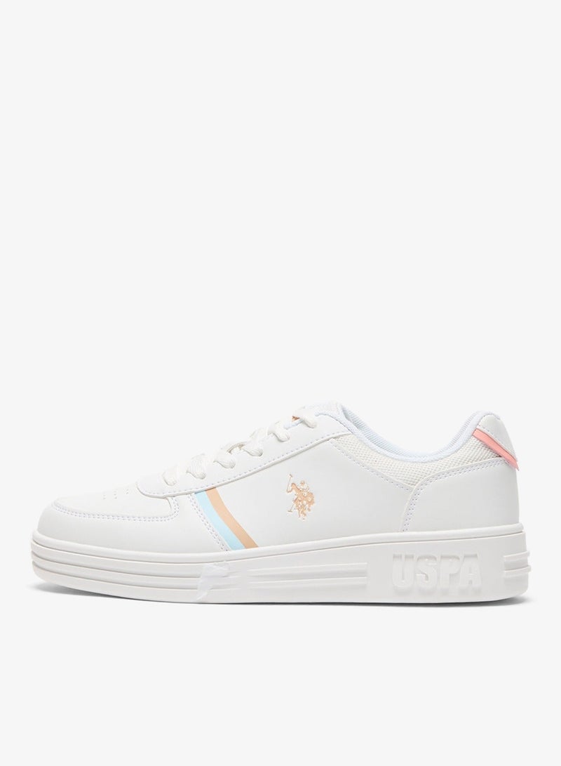 U.S. Polo Assn. Women's White Sneakers - Soft Pastel Accents with Retro-Inspired Design and Cushioned Sole for Effortless Style and Comfort Shoes - Image 2