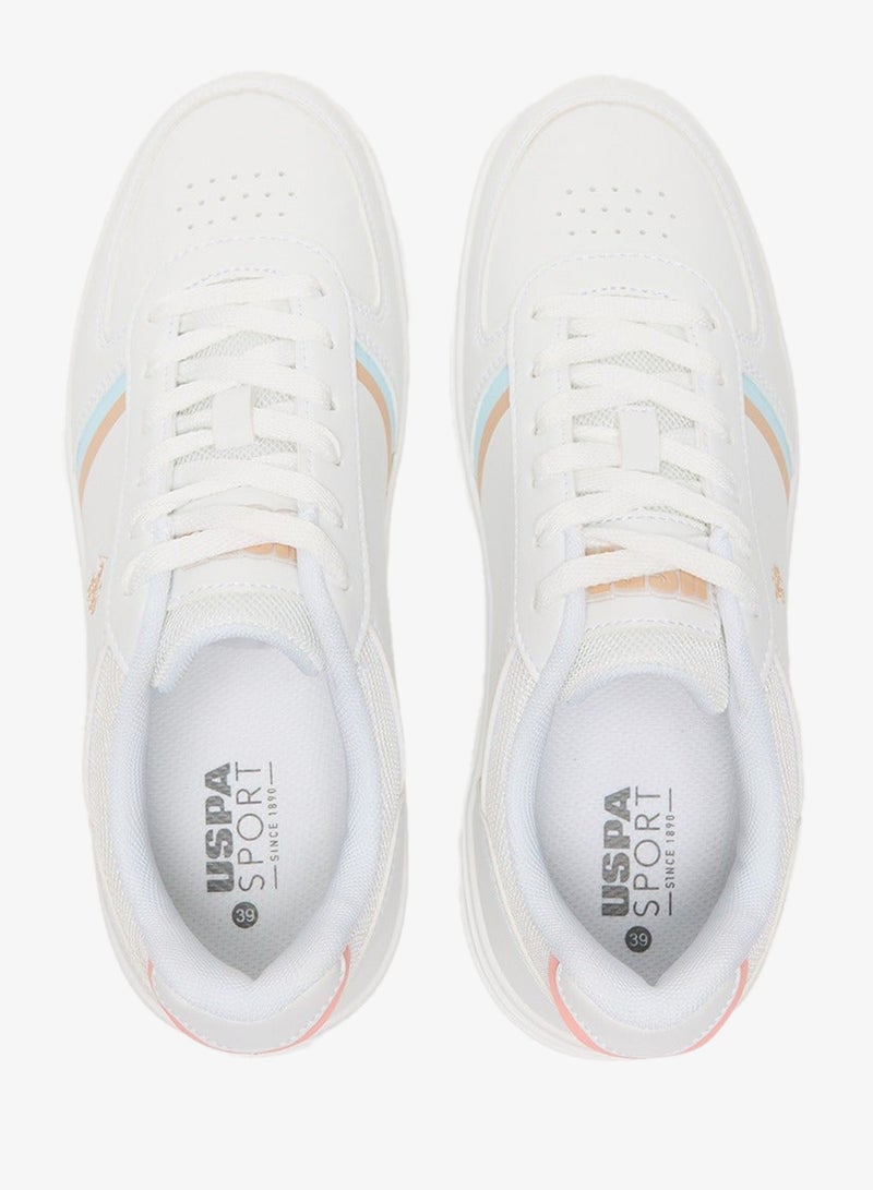 U.S. Polo Assn. Women's White Sneakers - Soft Pastel Accents with Retro-Inspired Design and Cushioned Sole for Effortless Style and Comfort Shoes - Image 3