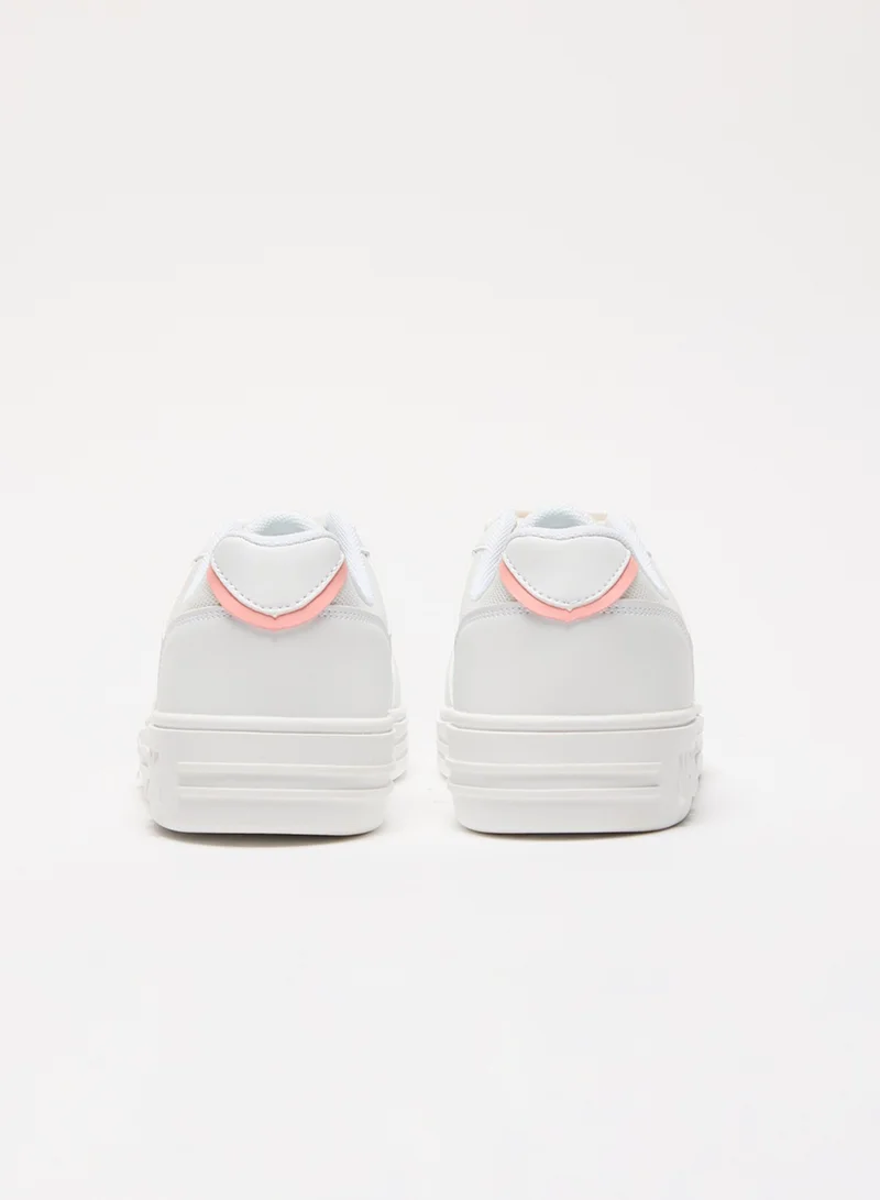 U.S. Polo Assn. Women's White Sneakers - Soft Pastel Accents with Retro-Inspired Design and Cushioned Sole for Effortless Style and Comfort