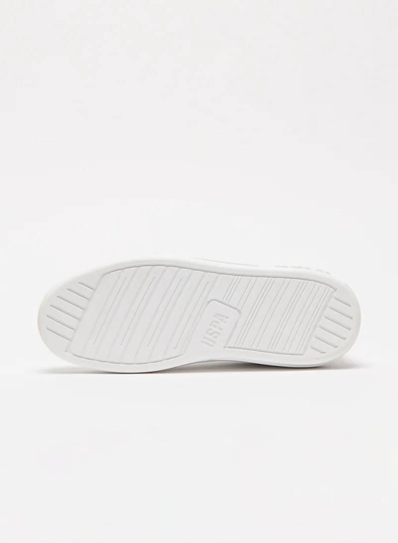 U.S. Polo Assn. Women's White Sneakers - Soft Pastel Accents with Retro-Inspired Design and Cushioned Sole for Effortless Style and Comfort