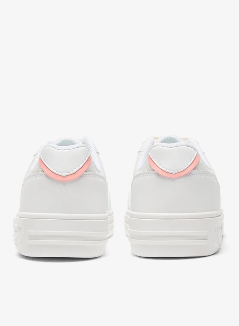 U.S. Polo Assn. White/Salmon Women's White Sneakers - Soft Pastel Accents with Retro-Inspired Design and Cushioned Sole for Effortless Style and Comfort Shoes for Women | Best Price UAE