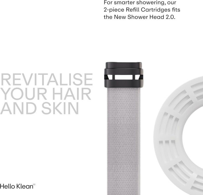 HELLO KLEAN Refill Cartridges – Filter for Removing Unwanted Metals, Chlorine and Impurities in Shower Water – Includes 1 x Headboard Cartridge & 1 x Handle Cartridge - Image 2