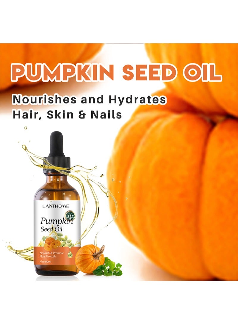 Lanthome Pumpkin Seed Oil,100% Pure Pumpkin Seed Oil Cold Pressed,Nourish and Promote Hair Growth,Nourishes and Hydrates,Hair,Skin and Nails,60ml  - Image 2