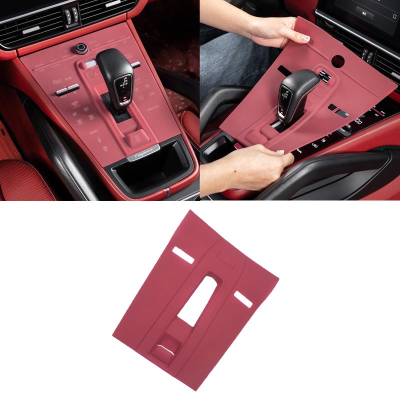 Speechn for Porsche Cayenne Center Console Cover Silicone Center Console Protector Film for Porsche Cayenne Accessories 20182023 for Cayenne 20182023 Red - Image 3