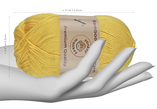 Yonkey Monkey 10-Pack of Yonkey Monkey 500 Grams Yarn - 70% Rayon derived from Bamboo, 30% Cotton - Imported - Yellow 9017 - Image 2