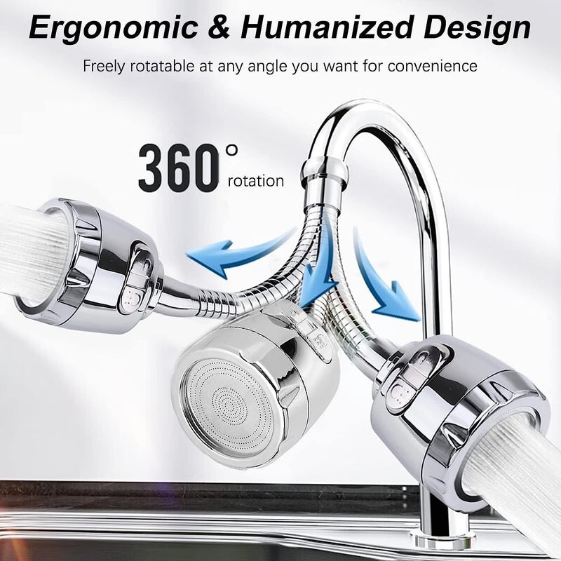 KRIVETY Water Swivel Faucet Head 3 Modes Spray SplashProof 360 Rotatable Spray Head Adapter AntiSplash Tap Booster Shower Water Saving Adjustment for Bathroom Kitchen NOZZELCSPRING - Image 4