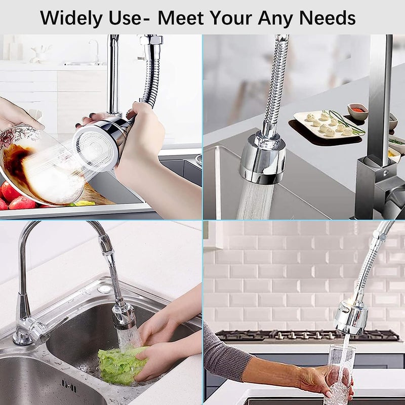 KRIVETY Water Swivel Faucet Head 3 Modes Spray SplashProof 360 Rotatable Spray Head Adapter AntiSplash Tap Booster Shower Water Saving Adjustment for Bathroom Kitchen NOZZELCSPRING - Image 5